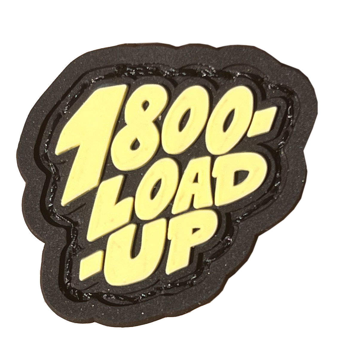 Logo patch. On top: 1800- , middle: load, bottom: .up . Font color is yellow.