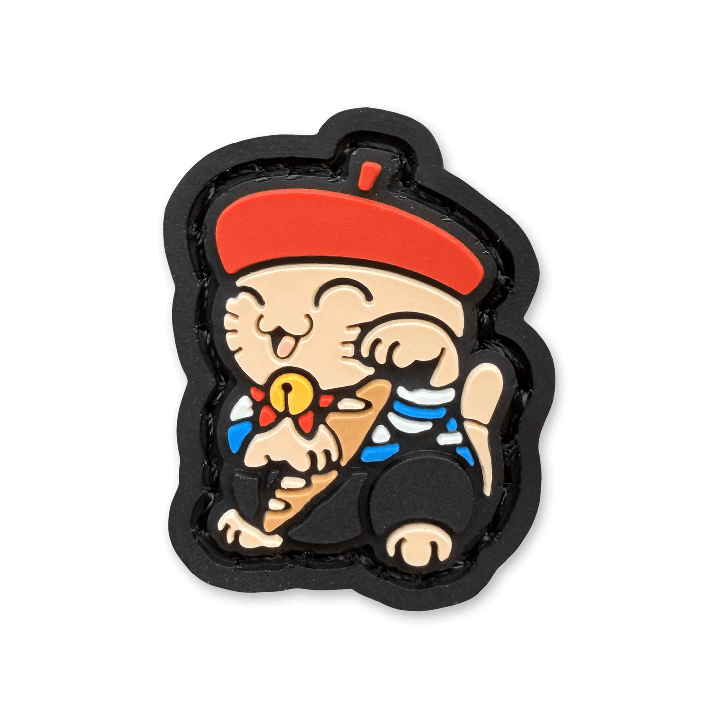 France Neko RE ranger eye morale patch featuring a playful cat in a beret and striped shirt holding a baguette