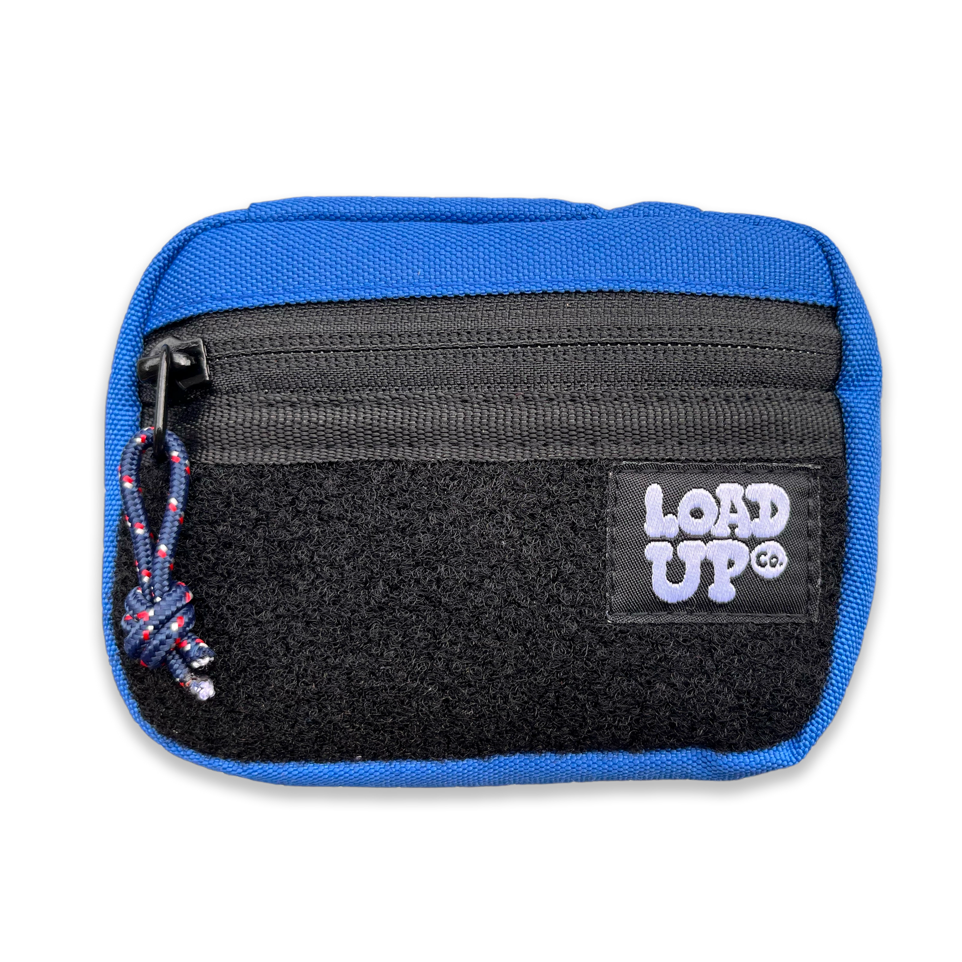 Companion 002 Pouch - Blue pocket organizer front side with zipper and velcro loop area for patches.