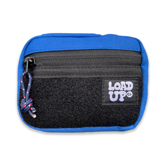 Companion 002 Pouch - Blue pocket organizer front side with zipper and velcro loop area for patches.