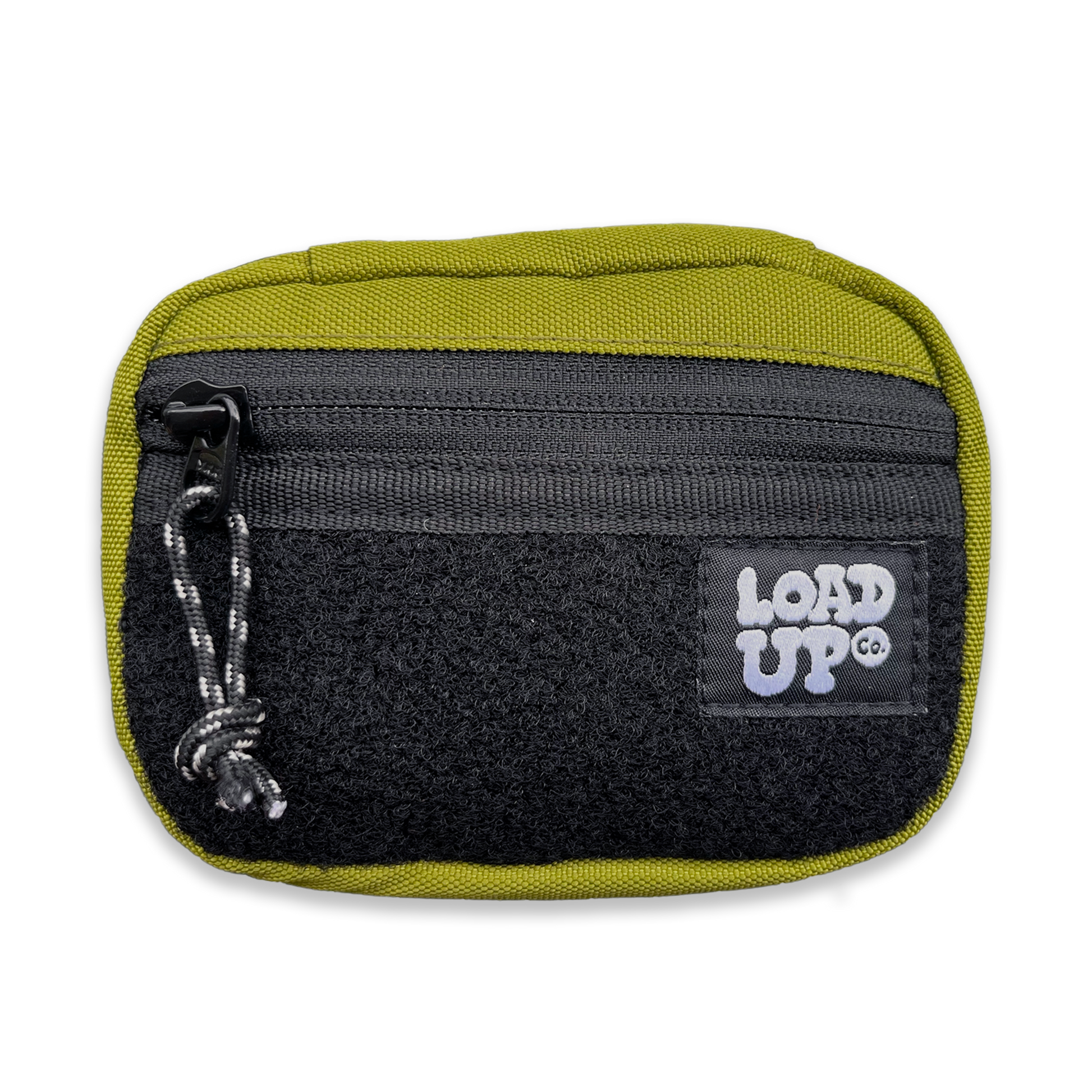 Companion 002 Pouch - Olive pocket organizer front side with zipper and velcro loop area for patches.