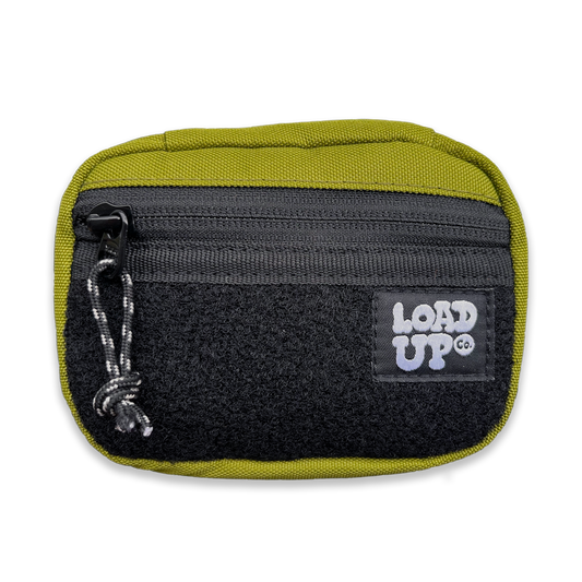 Companion 002 Pouch - Olive pocket organizer front side with zipper and velcro loop area for patches.
