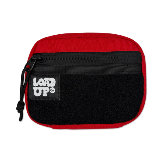 Companion 003 Modular Pouch - Red Cordura front side with zipper and velcro loop area for patches.