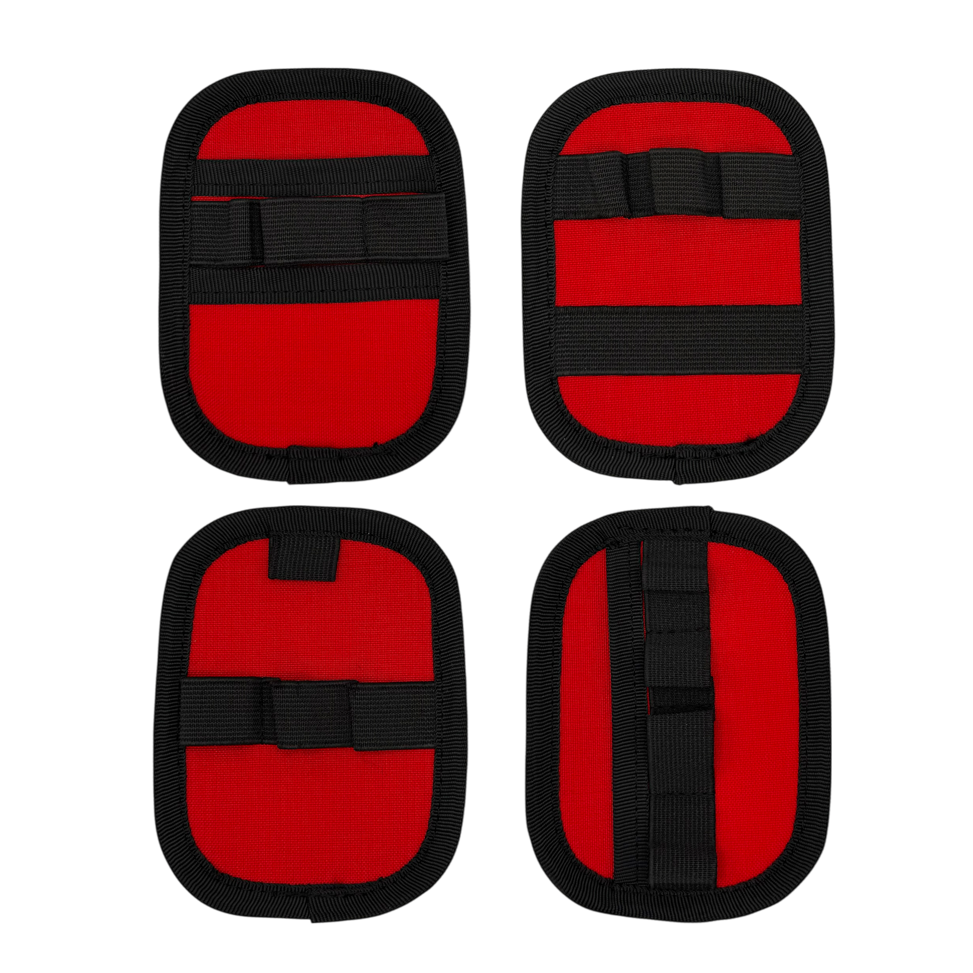 Four modular insert pads with varying amounts of elastic loops and pockets for Companion 003 Modular Pouch - Red pouches.