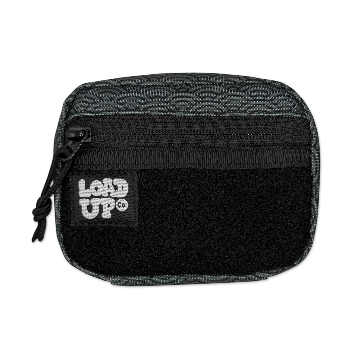 Companion 003 Modular Pouch - Seigaiha pocket organizer front side with zipper and velcro loop area for patches.