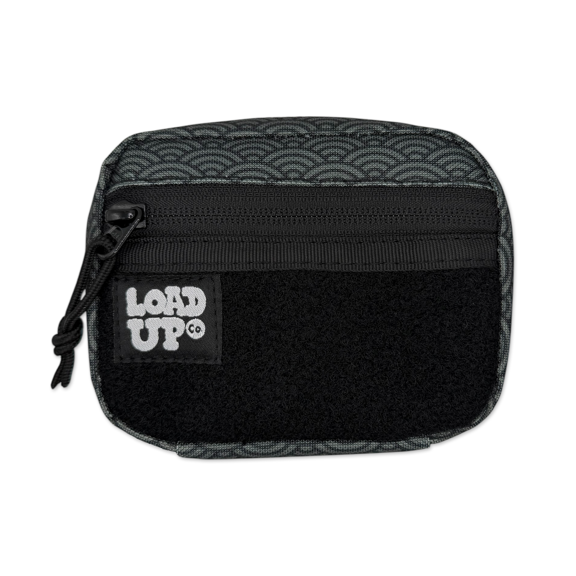 Companion 003 Modular Pouch - Seigaiha pocket organizer front side with zipper and velcro loop area for patches.