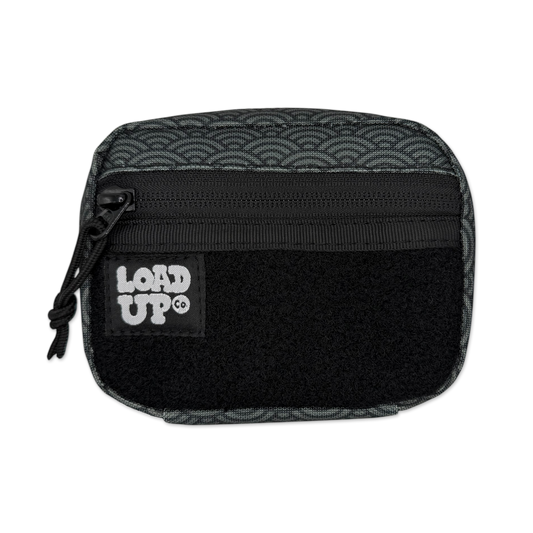 Companion 003 Modular Pouch - Seigaiha pocket organizer front side with zipper and velcro loop area for patches.