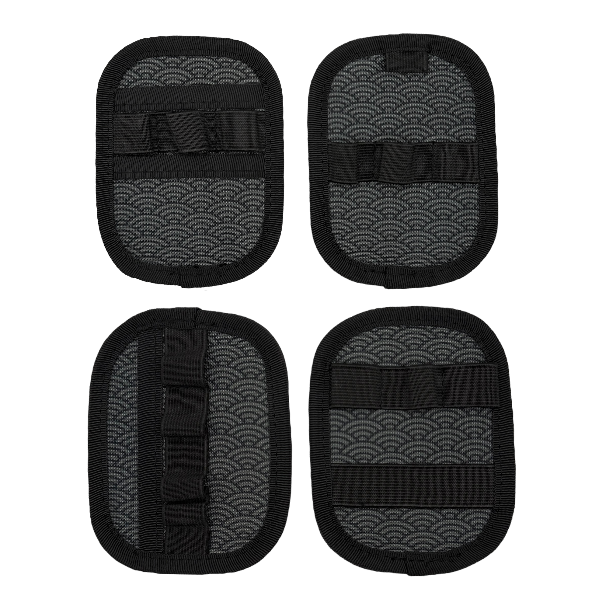 Four modular insert pads with varying amounts of elastic loops and pockets for Companion 003 Modular Pouch - Seigaiha.