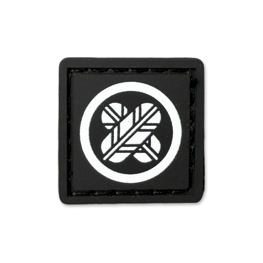 Fan Emblem RE ranger eye patch featuring two feathers crossed in black and white.