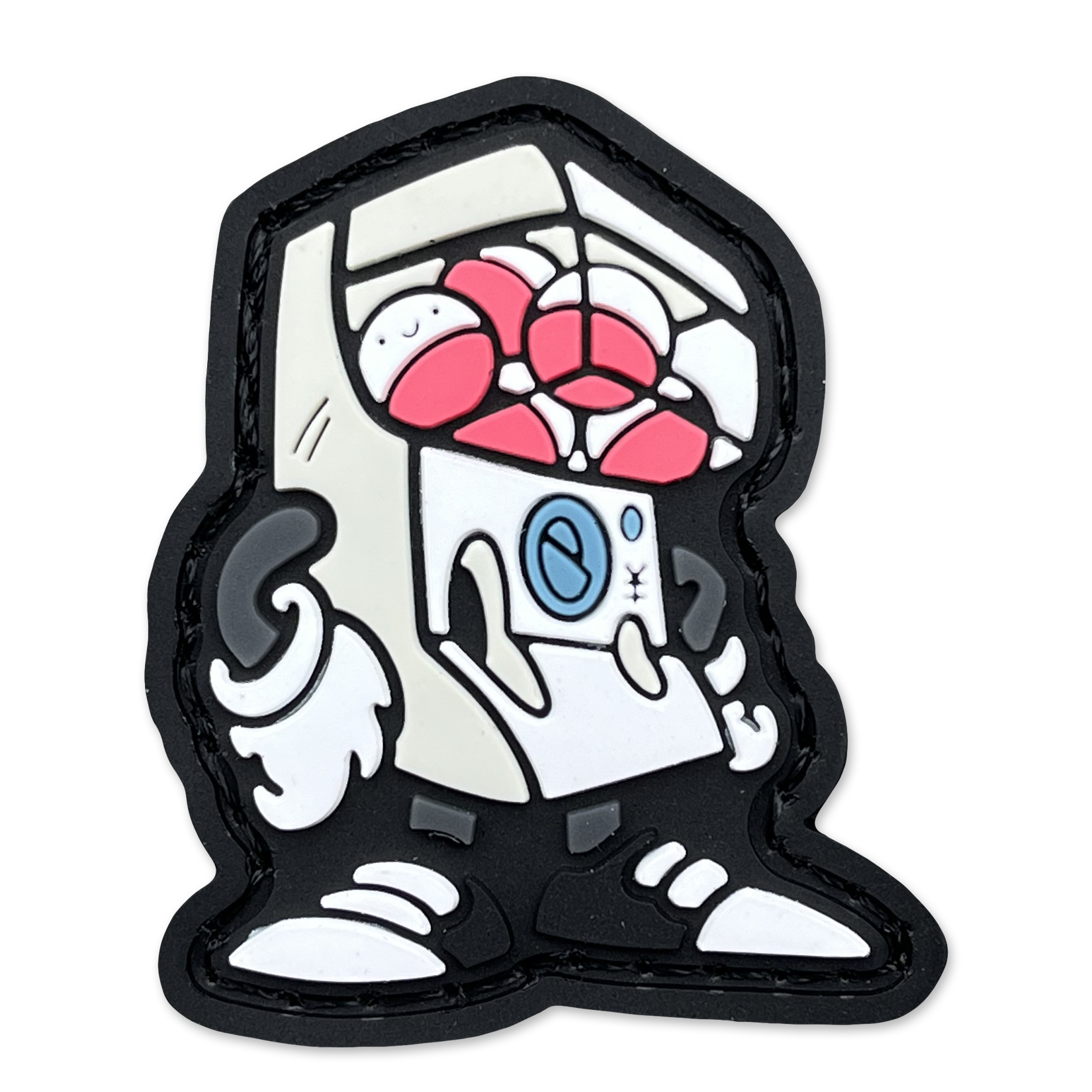 Gashapon RE ranger eye morale patch showing a white gashapon Japanese game character with arms and legs.