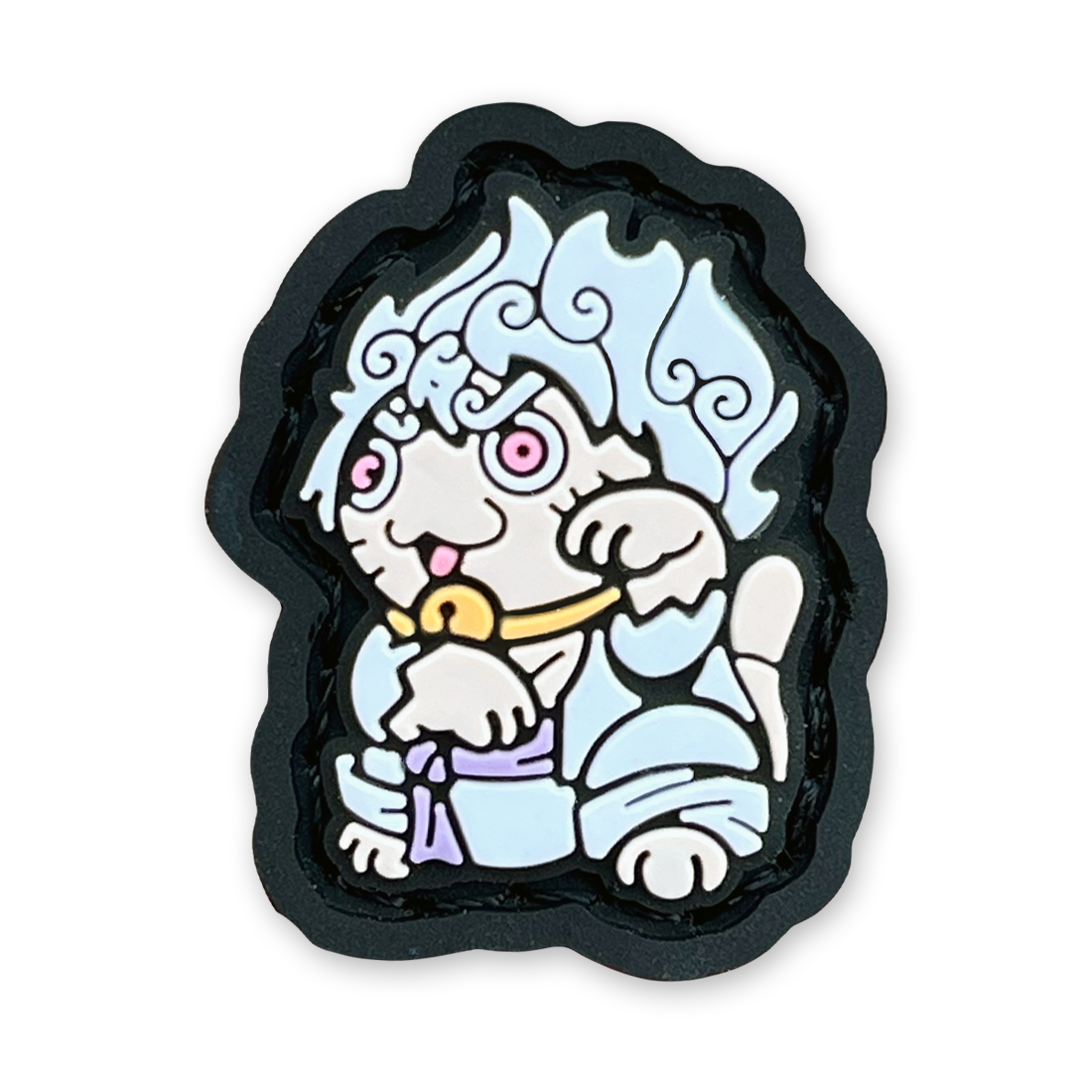 Gear 5 Pirate Neko RE PVC ranger eye patch of an anime character with white hair and white clothes in a lucky cat maneko pose.