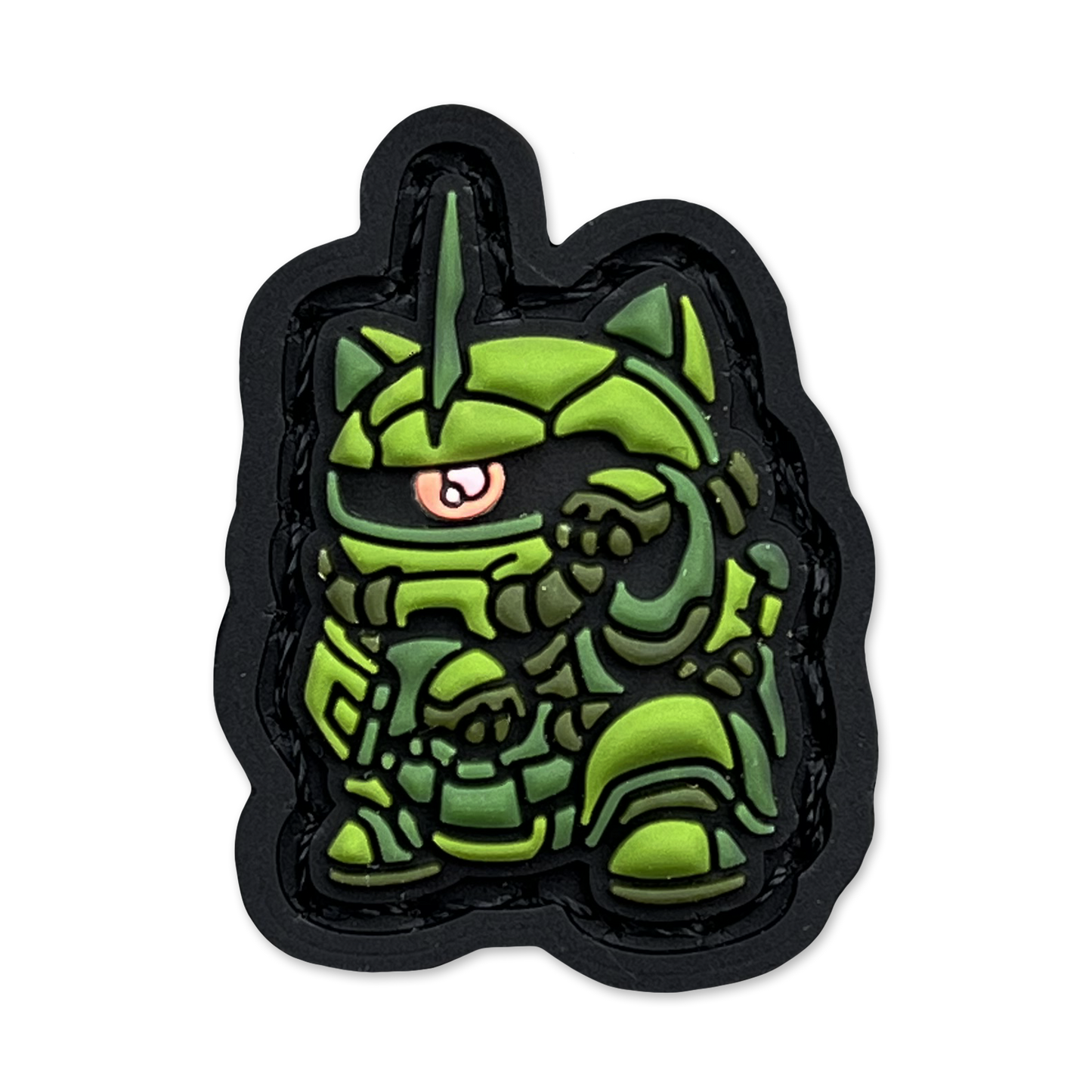 Green Zaku Neko RE ranger eye morale patch of a green mechanical lucky cat