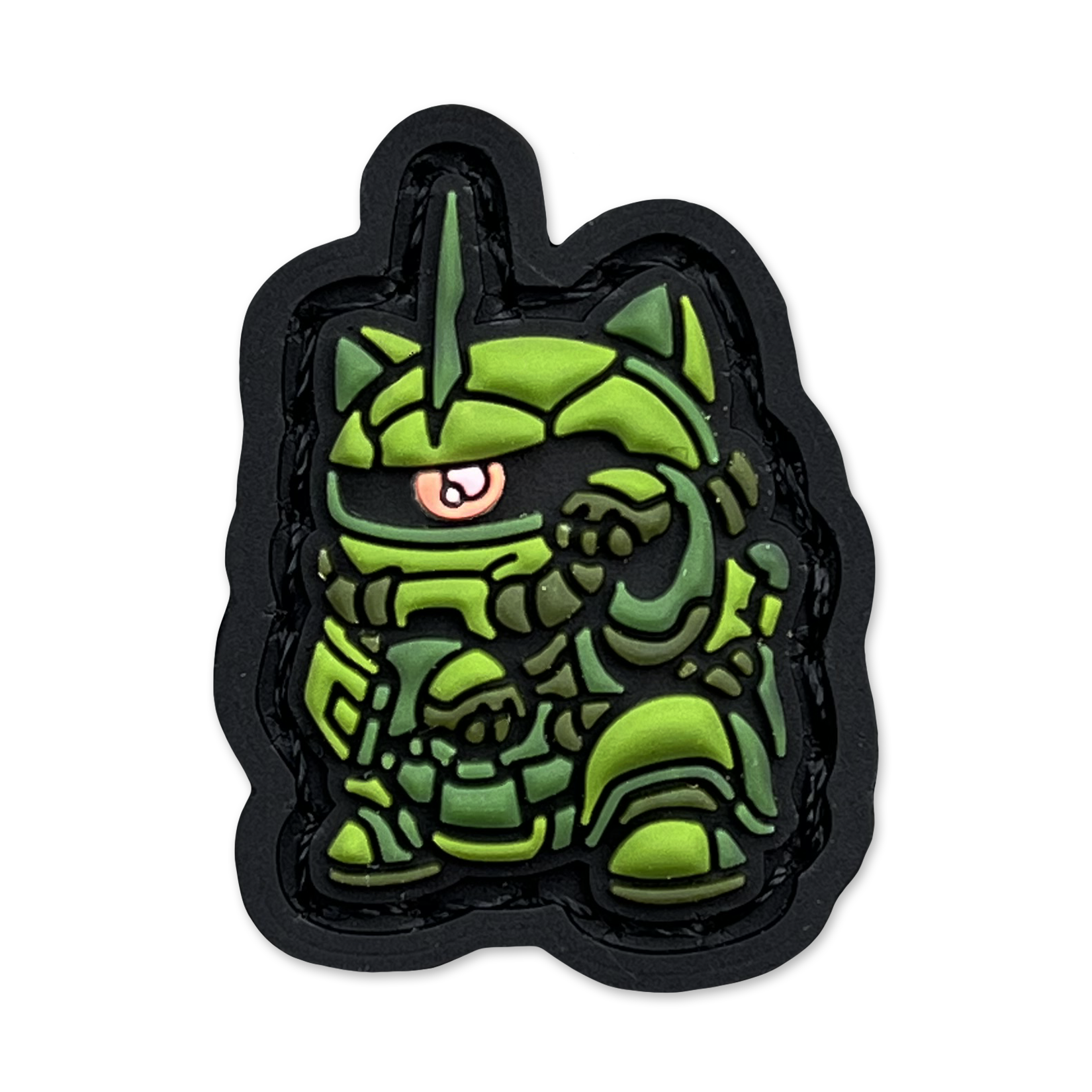 Green Zaku Neko RE ranger eye morale patch of a green mechanical lucky cat