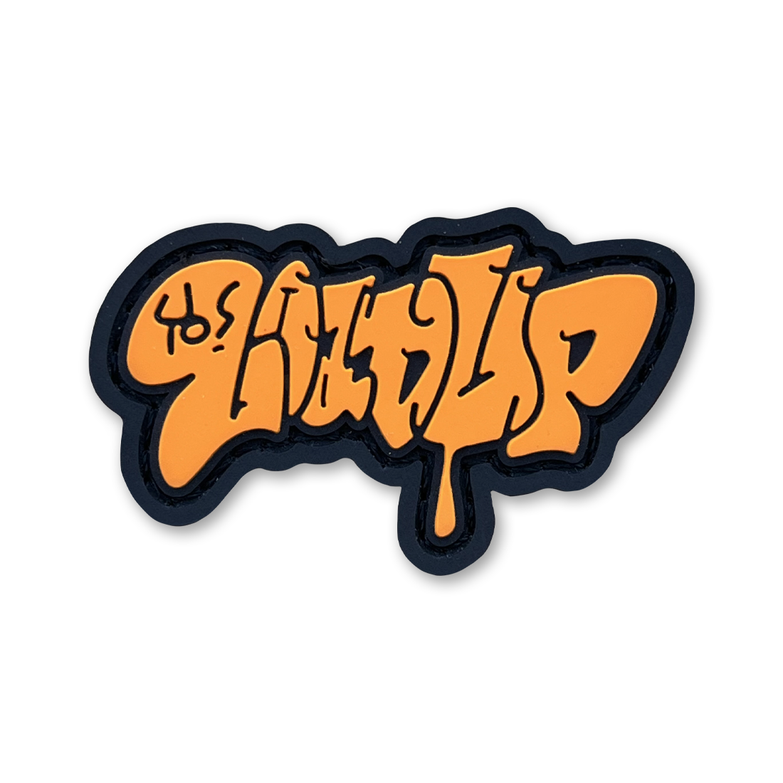 LOADUP Throw Up Orange RE PVC ranger eye morale patch of a graffiti tag that says LOADUP.