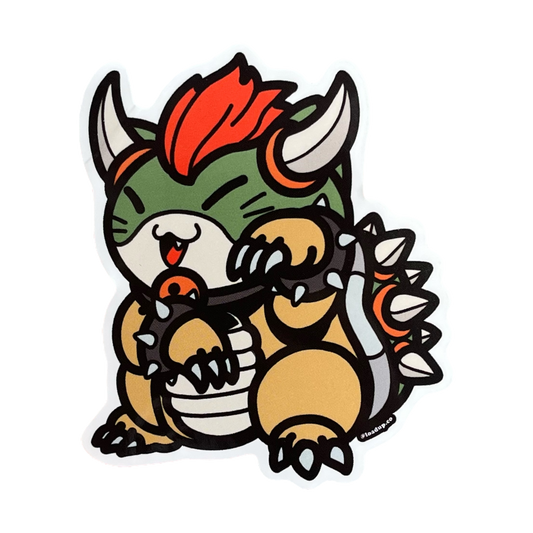 Neko Sticker of a creature with horns and spiky shell in a lucky cat maneki-neko pose.