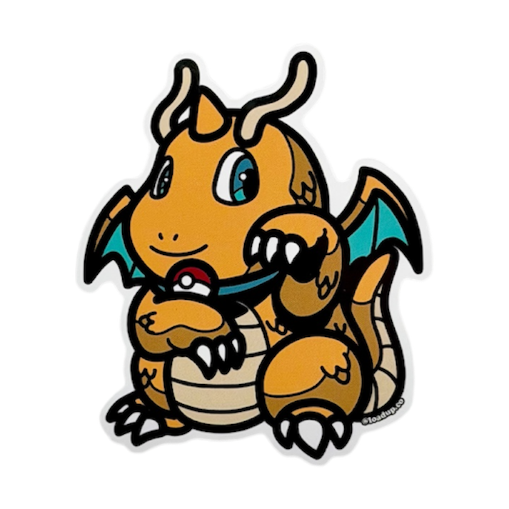 Neko 33 Sticker depicting a cartoon orange dragon in a lucky cat maneki neko pose