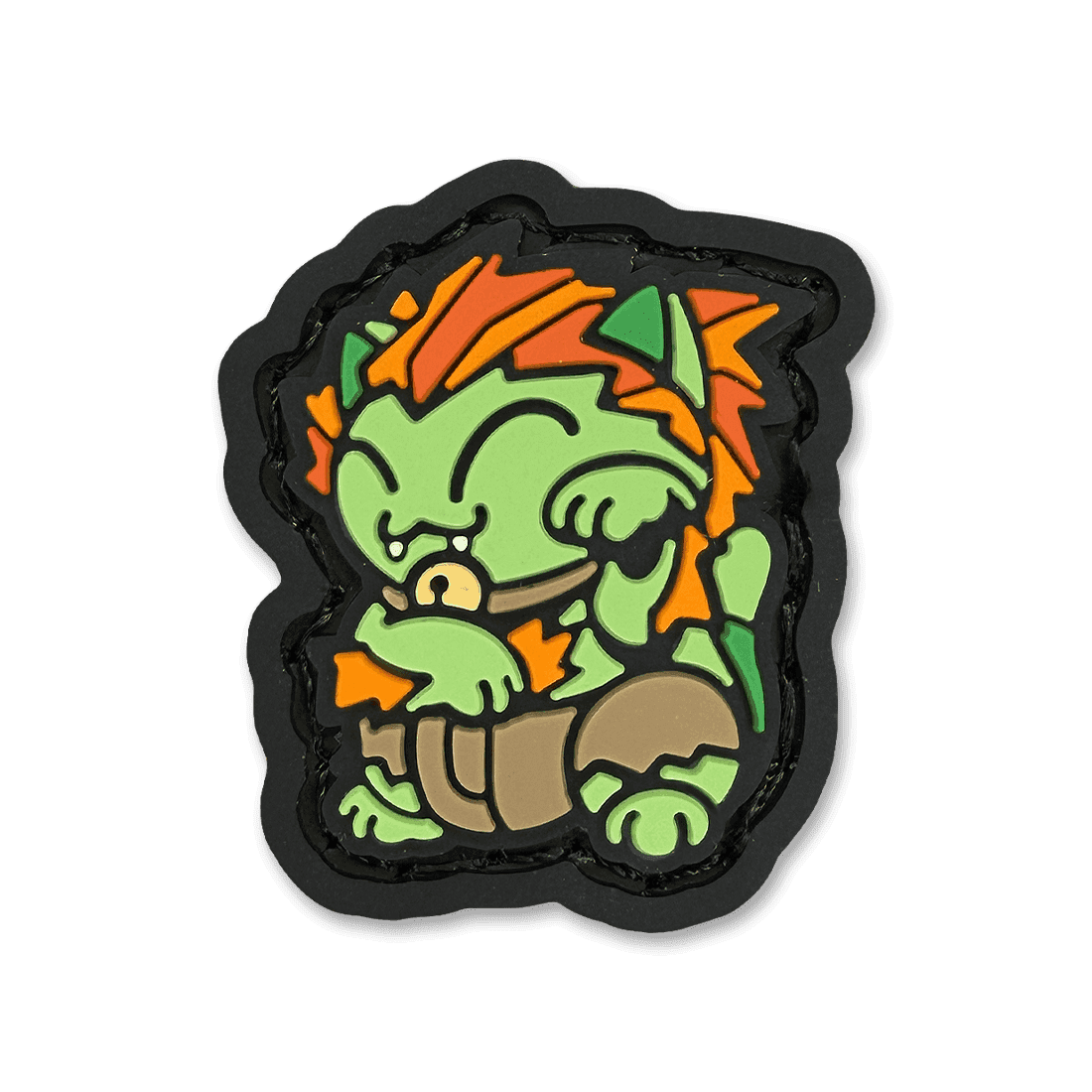 Blanka Neko RE ranger eye patch featuring a cute green character with orange hair and lucky cat pose