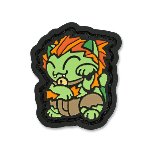 Blanka Neko RE ranger eye patch featuring a cute green character with orange hair and lucky cat pose