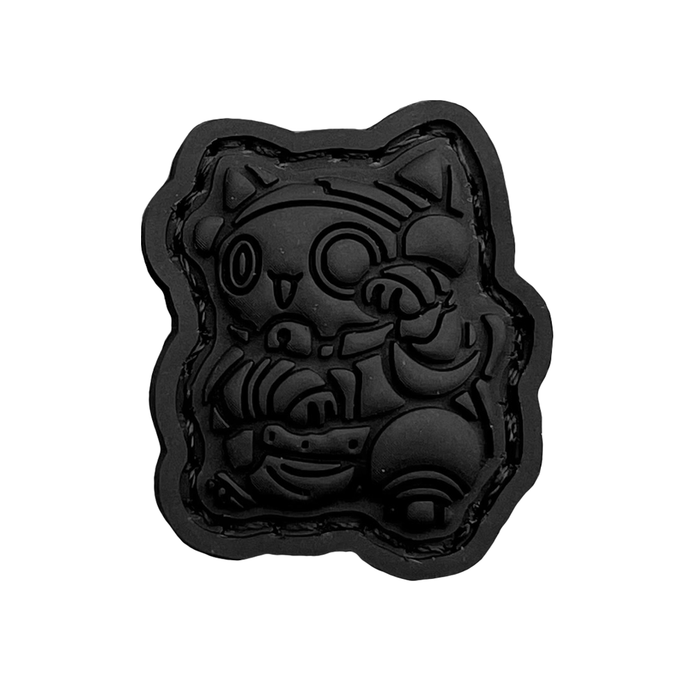 Blind Bandit Neko Blackout RE of a cartoon character in a lucky cat maneko pose.