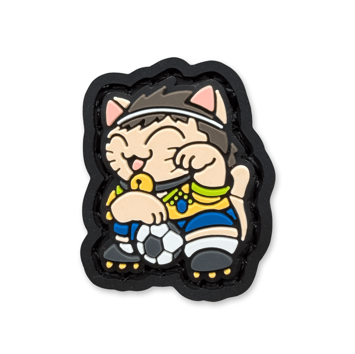 Brazil Neko RE ranger eye patch featuring a playful cat in soccer gear with a ball