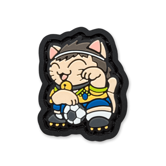 Brazil Neko RE ranger eye patch featuring a playful cat in soccer gear with a ball