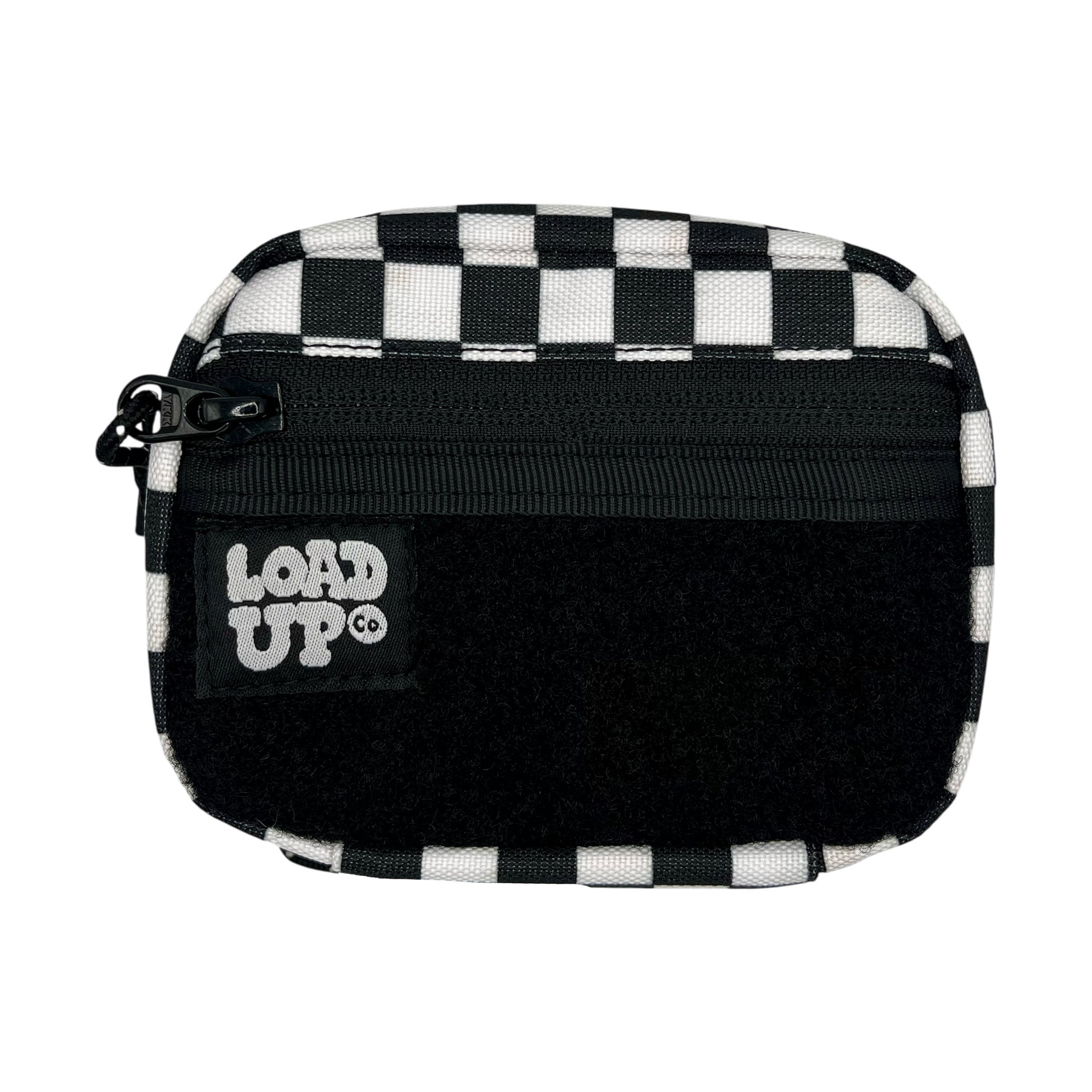 Companion 003 Modular Pouch - Checkerboard front side with zipper and velcro loop area for patches.