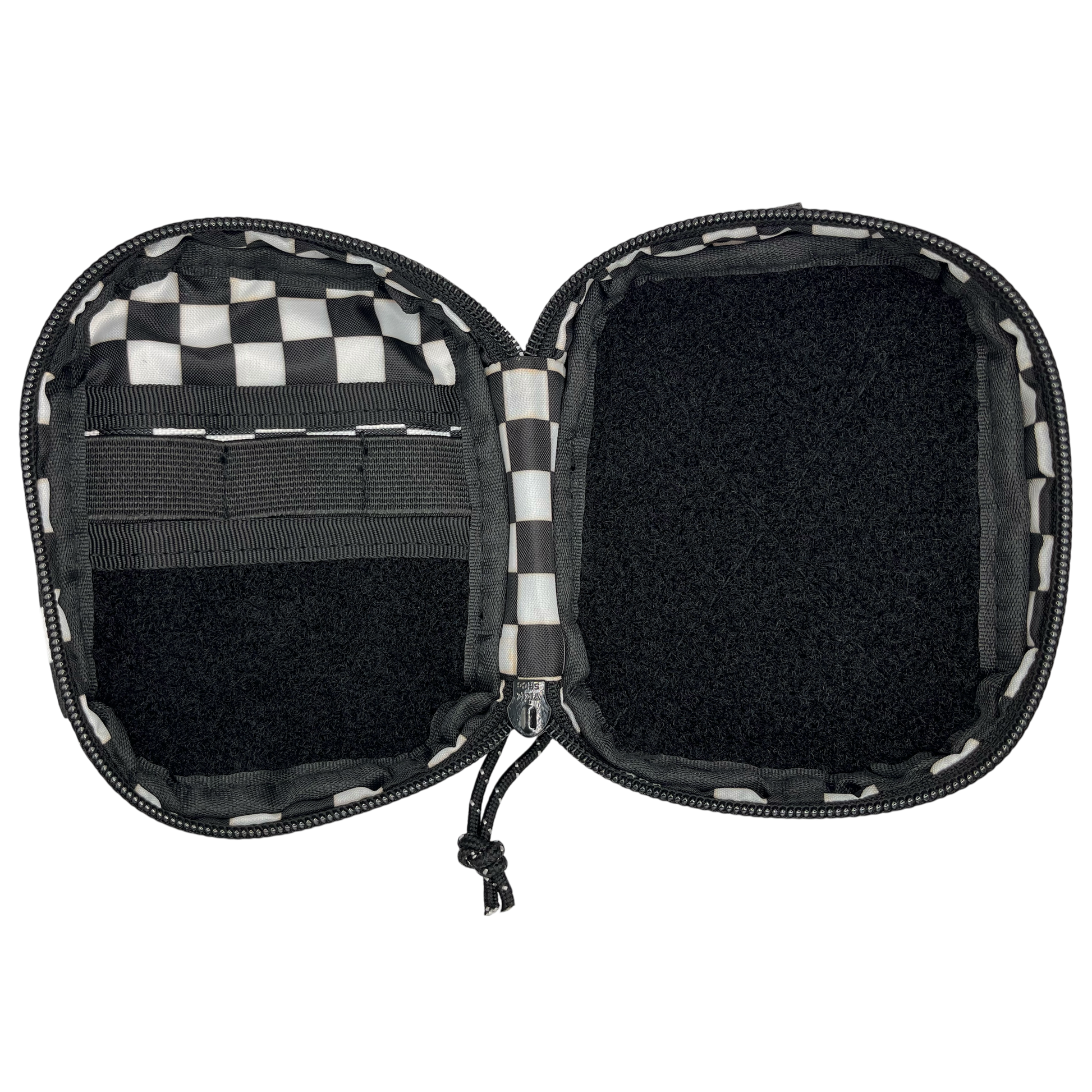Companion 003 Modular Pouch - Checkerboard inside featuring 3 organizer elastics and soft velcro loop for patches or modular inserts.
