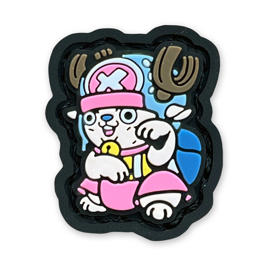 Chopper Neko RE PVC ranger eye patch of a cartoon anime character with a blue and pink outfit in a lucky cat maneko pose.