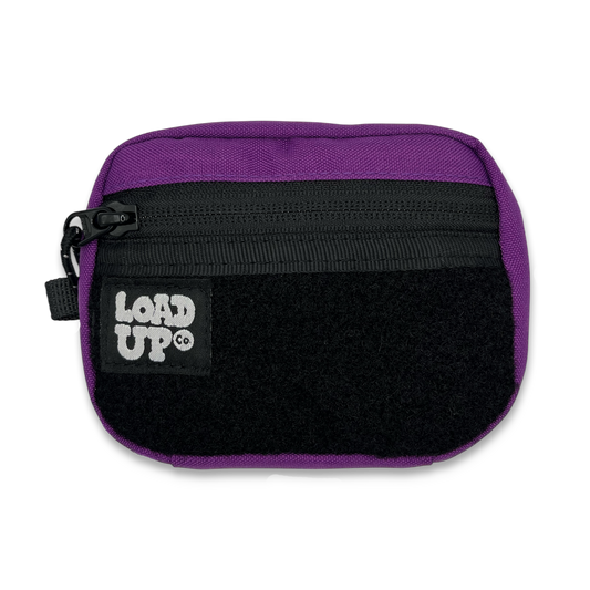 Purple and black pouch with 'Load Up' logo on a white background