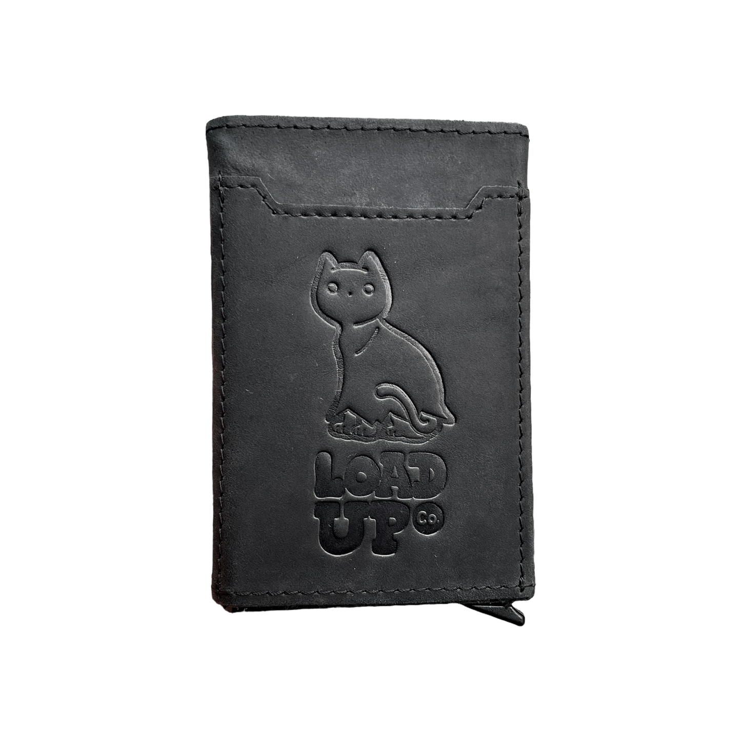 GHOST 001 WALLET EDC pop up velcro wallet back with embossed Ghost Cat and LOADUP Co logos