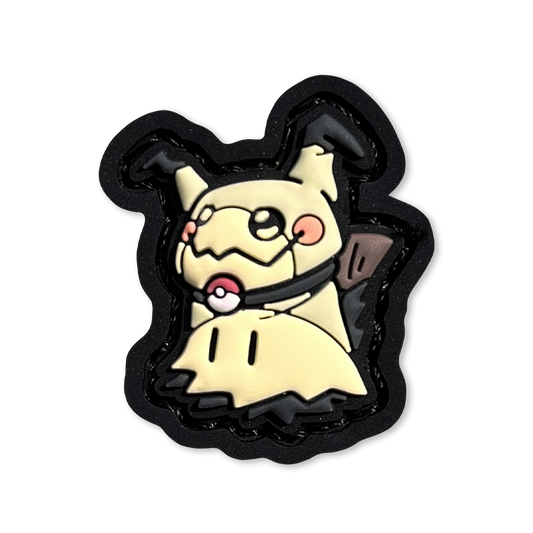Ghost Fairy MonsterNeko RE PVC ranger eye morale patch of a yellow ghost cartoon character in a lucky cat maneki-neko pose.