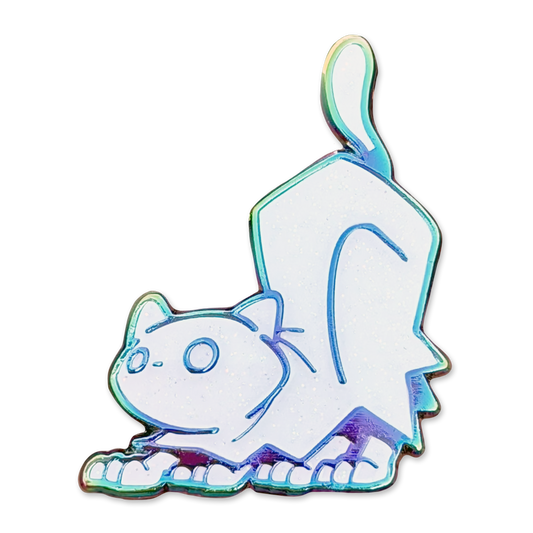 Crouching Ghost Cat Anodized Pin