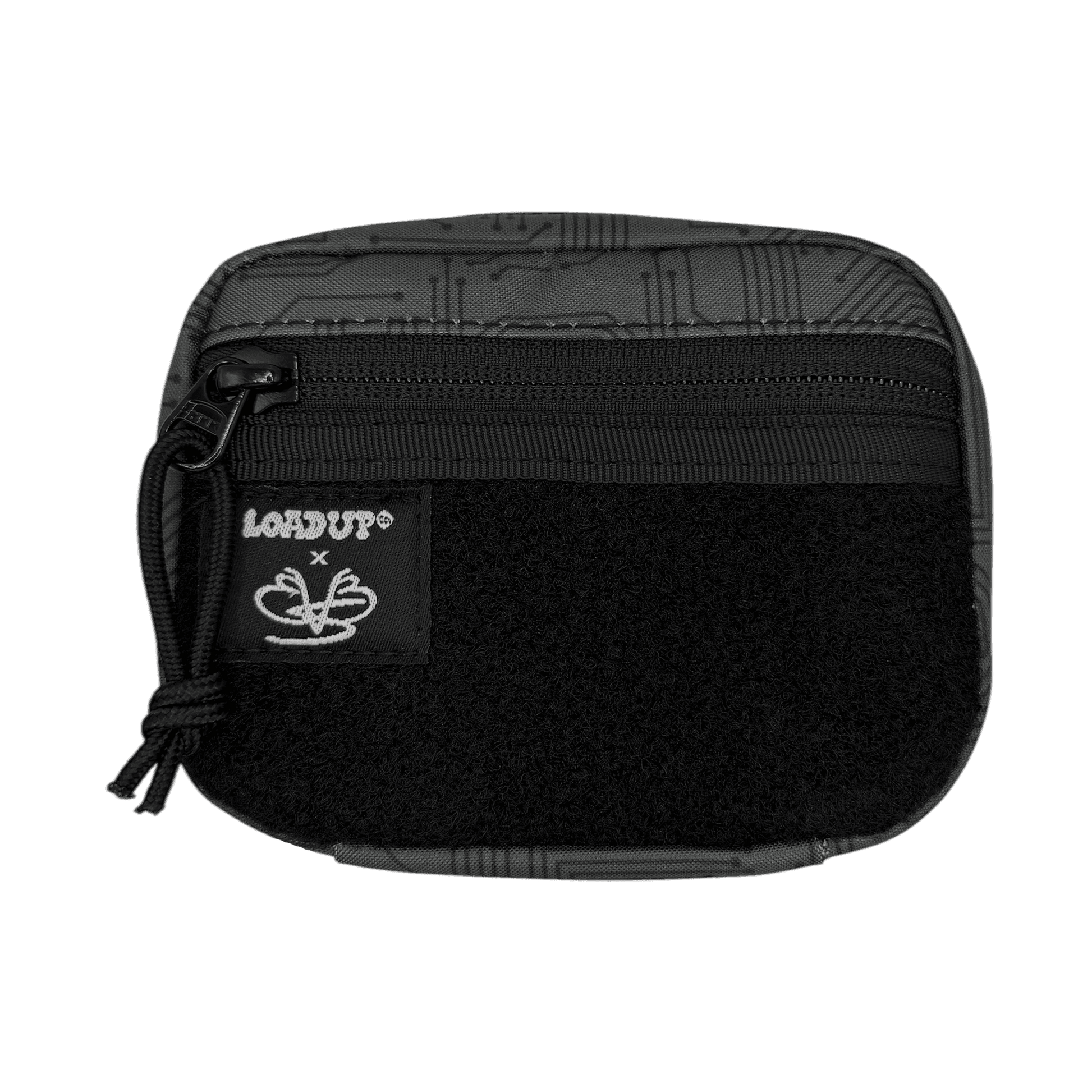 Companion 003 Modular Pouch - Grey Circuit front side with zipper and velcro loop area for patches.