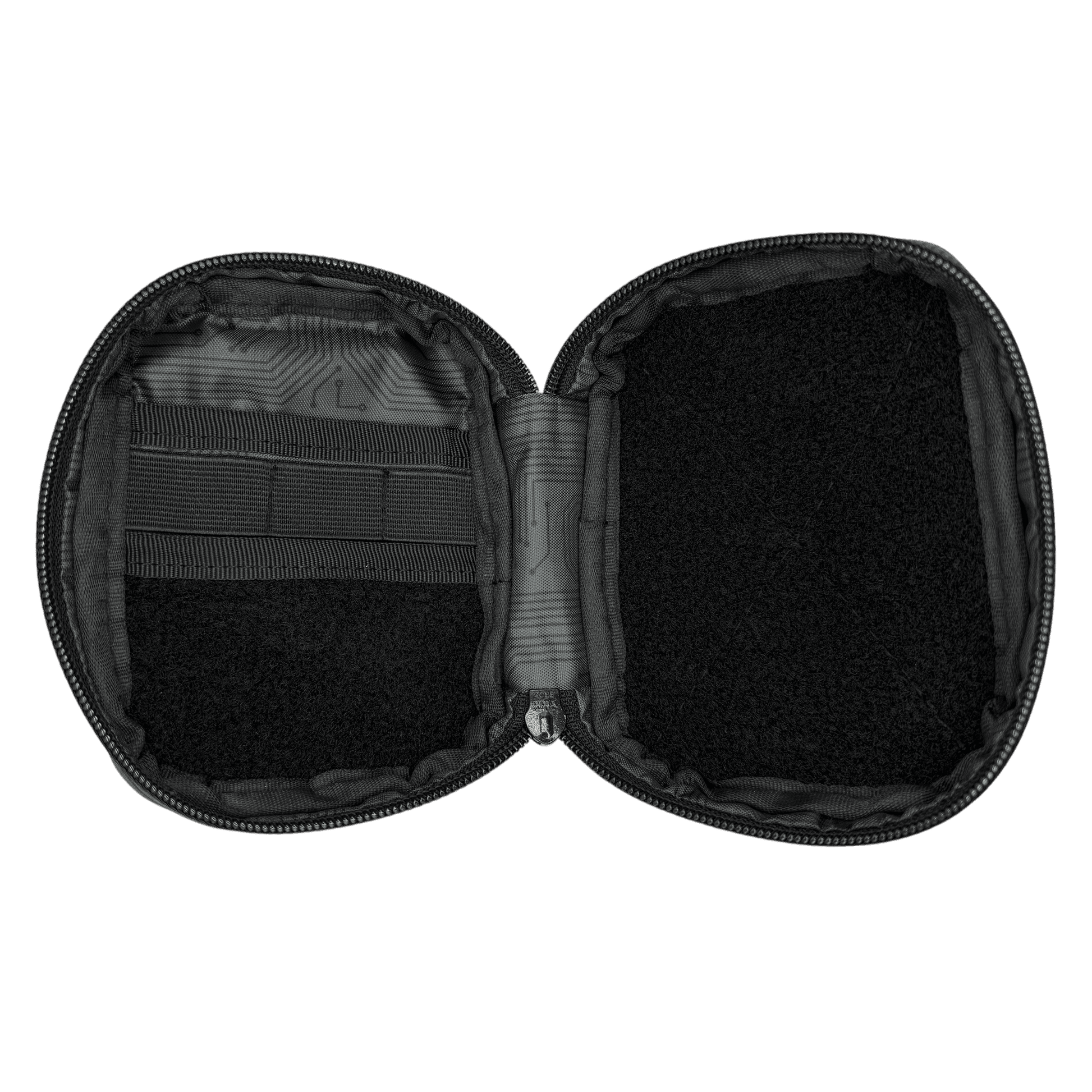 Companion 003 Modular Pouch - Grey Circuit inside featuring 3 organizer elastics and soft velcro loop for patches or modular inserts.