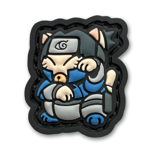 Hidden Leaf Ninja 2 Neko RE ranger eye morale patch of an anime character with a headband in a lucky cat maneki-neko pose.