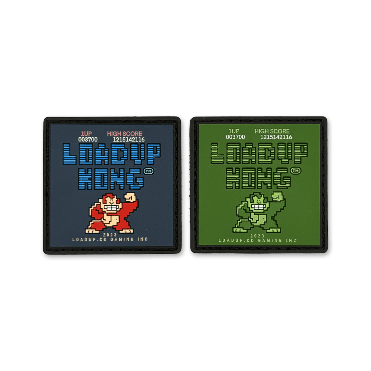 LOADUP Kong RE Set featuring retro game character patches in blue and green for collectors
