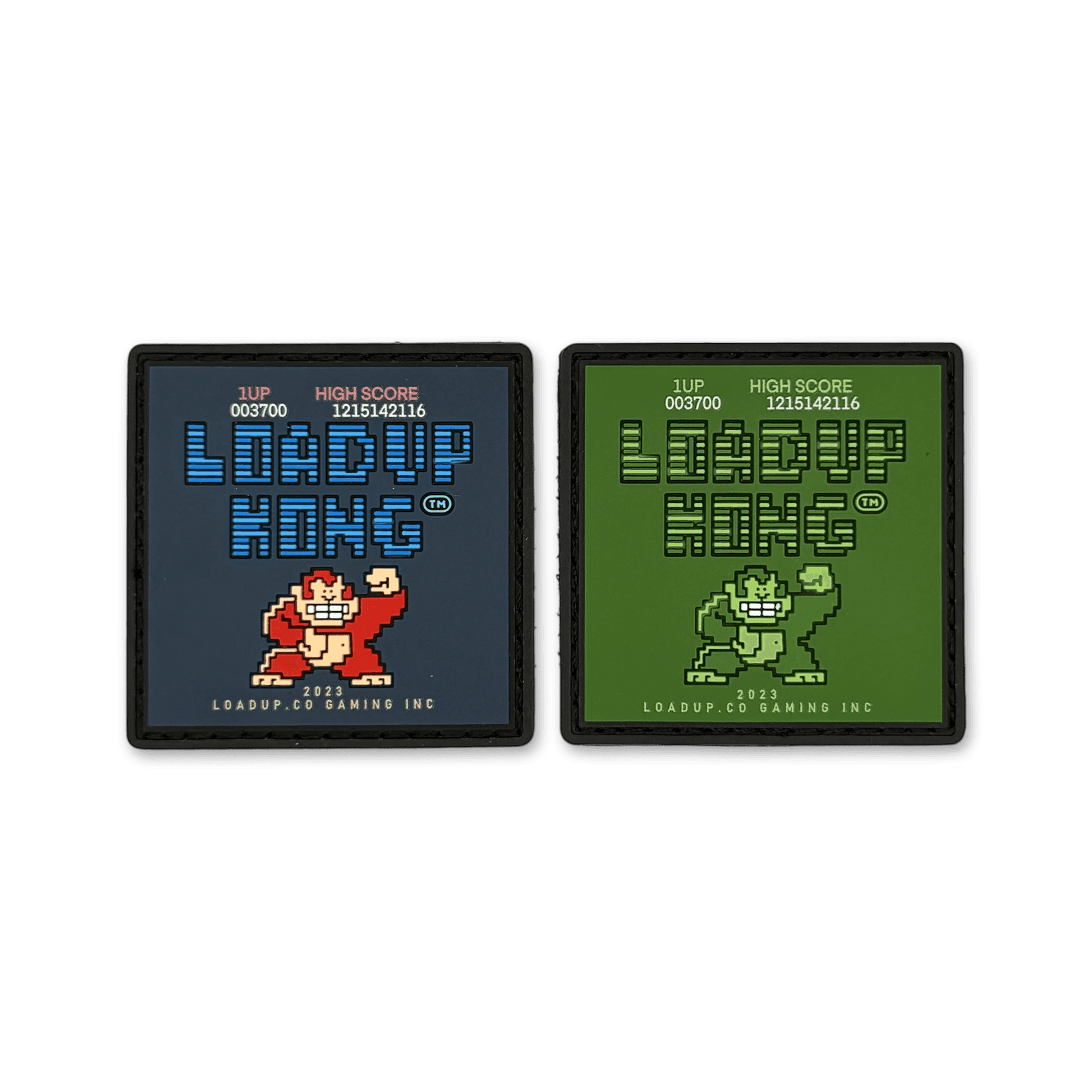 LOADUP Kong RE Set featuring retro game character patches in blue and green for collectors