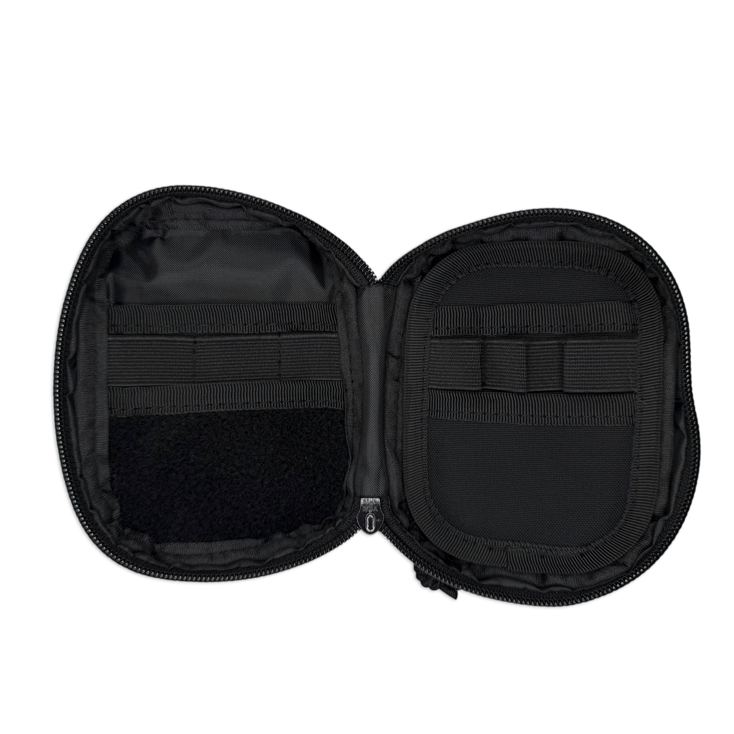 Companion 003 Modular Pouch Black inside featuring 3 organizer elastics and a modular insert with 3 organizer elastics on the right side.