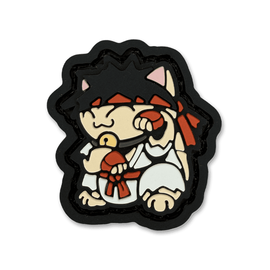 Cute Ryu Neko RE ranger eye patch featuring a cat in martial arts attire with a headband
