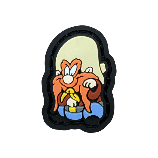 Sam Cowboy Neko RE ranger eye pvc morale patch of a man with an orange beard sitting in a lucky cat maneki neko pose