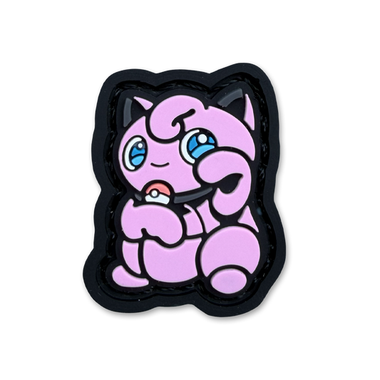 Singing monster neko re ranger eye pvc morale patch of a cute pink monster in a llucky cat maneki neko pose