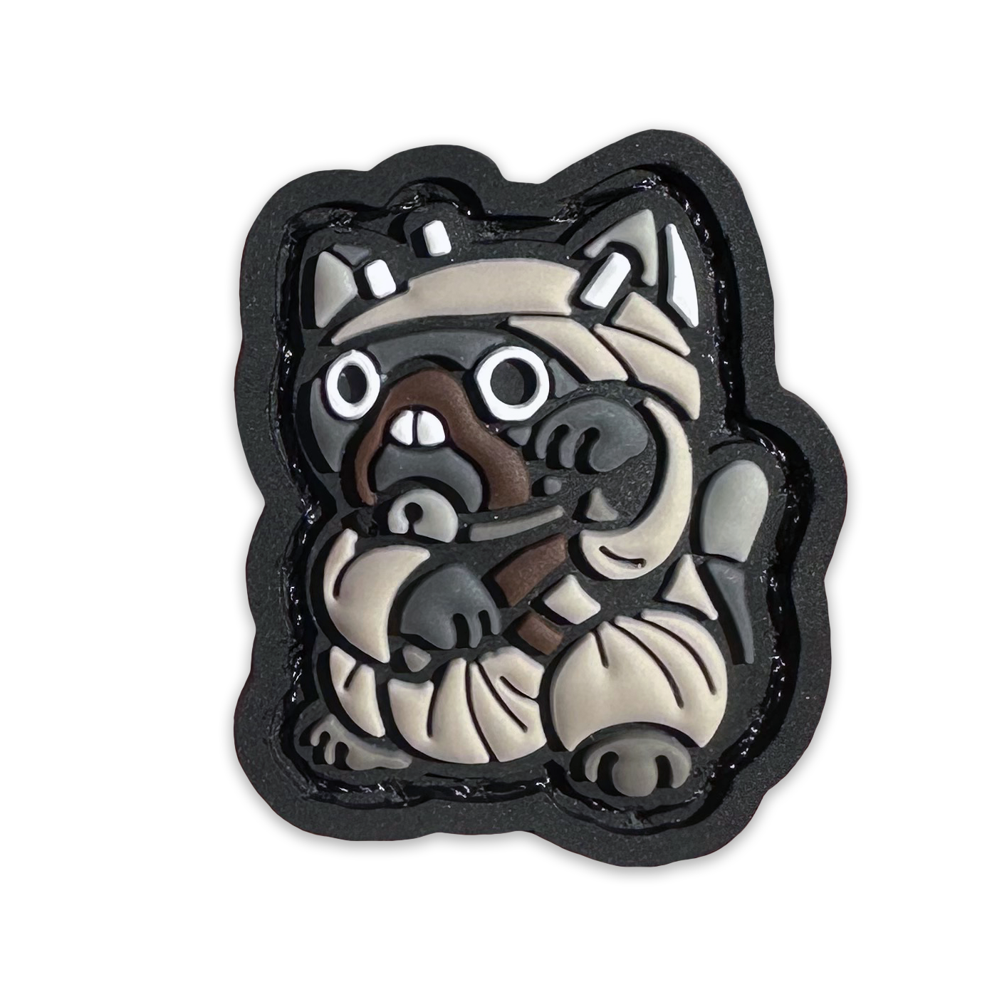 Tusken Raider Neko RE PVC ranger eye morale patch of a cartoon character in a lucky cat maneki-neko pose.